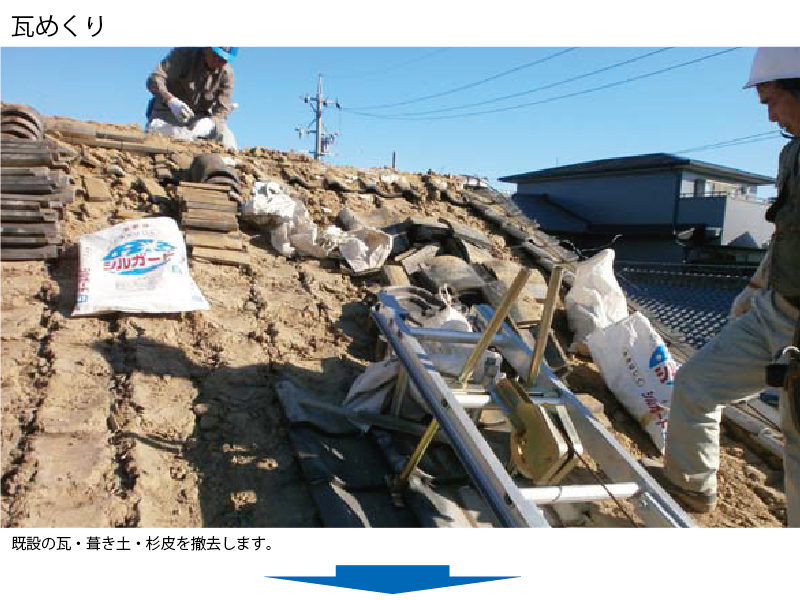 和瓦から金属屋根（横暖ルーフ）への葺き替え工事の手順