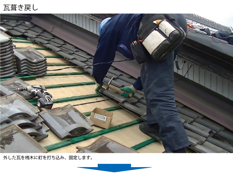 和瓦から金属屋根（横暖ルーフ）への葺き替え工事の手順