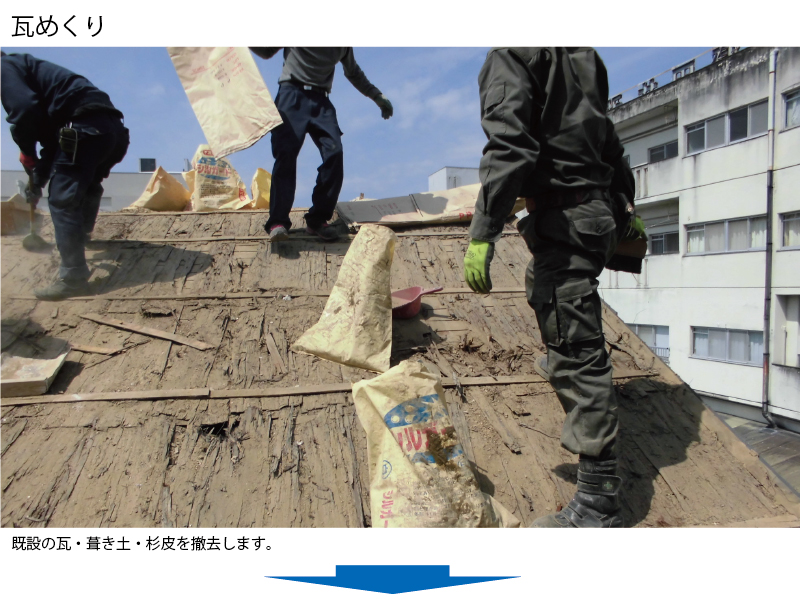 和瓦から金属屋根（横暖ルーフ）への葺き替え工事の手順